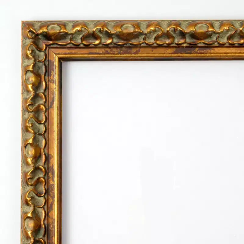 Espejo de pared de madera de bronce antiguo de 28" x 28" sin bisel