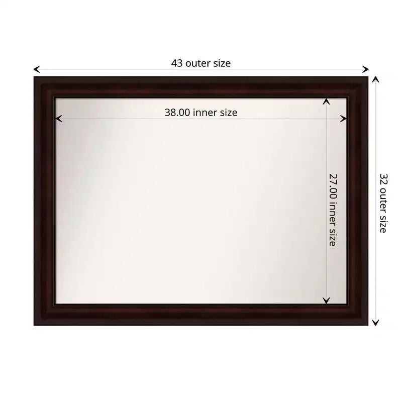 Specchio da parete da 43 x 32 pollici (marrone chicco di caffè) – Design moderno rettangolare da parete