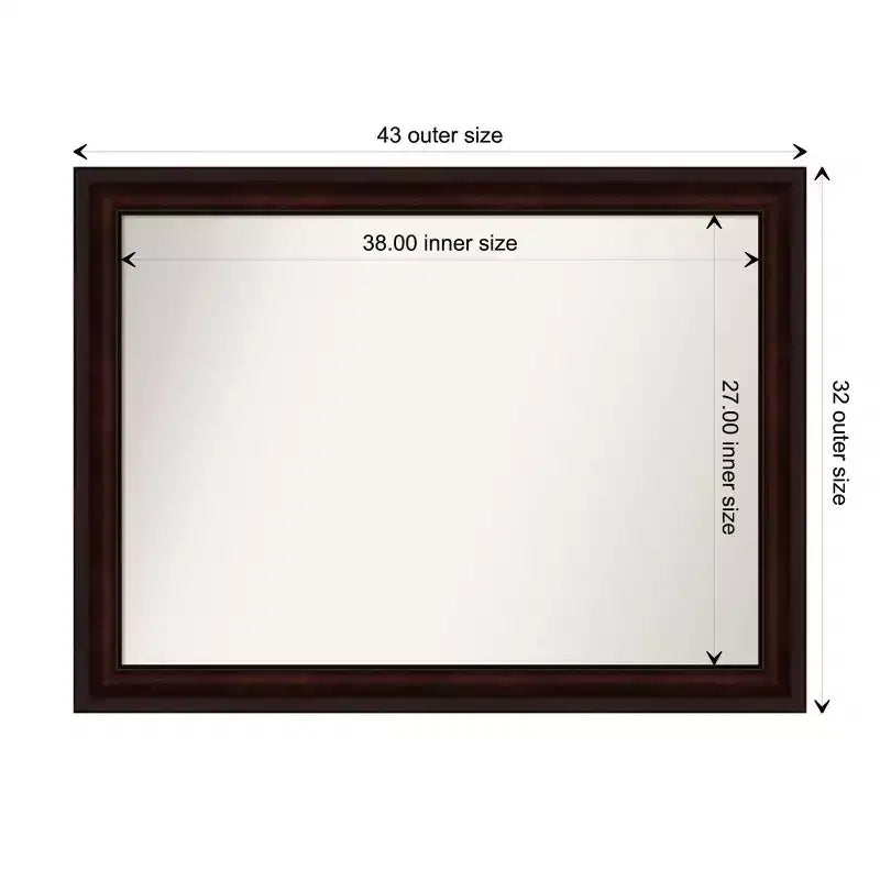 Specchio da parete da 43 x 32 pollici (marrone chicco di caffè) – Design moderno rettangolare da parete