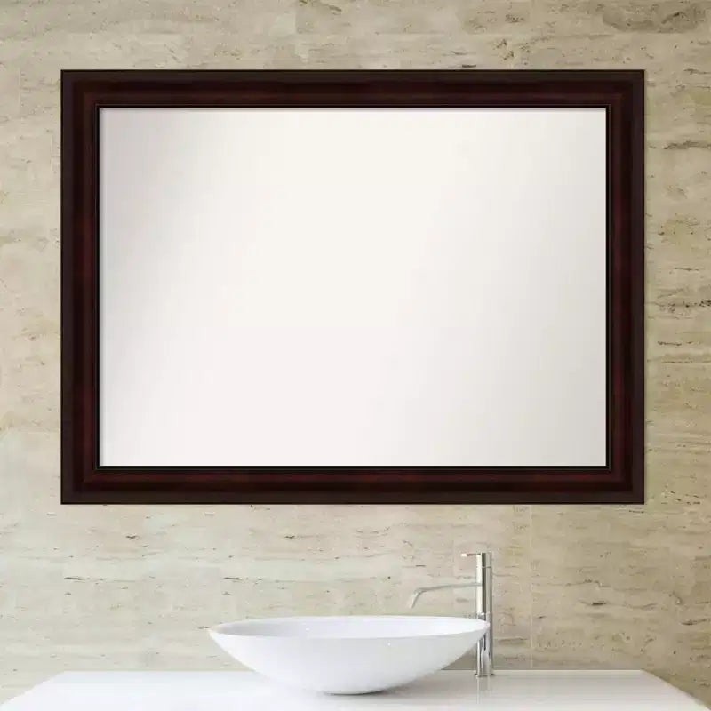 Lustro ścienne 43 x 32 cale (brąz w kolorze ziaren kawy) – nowoczesny prostokątny design do montażu na ścianie