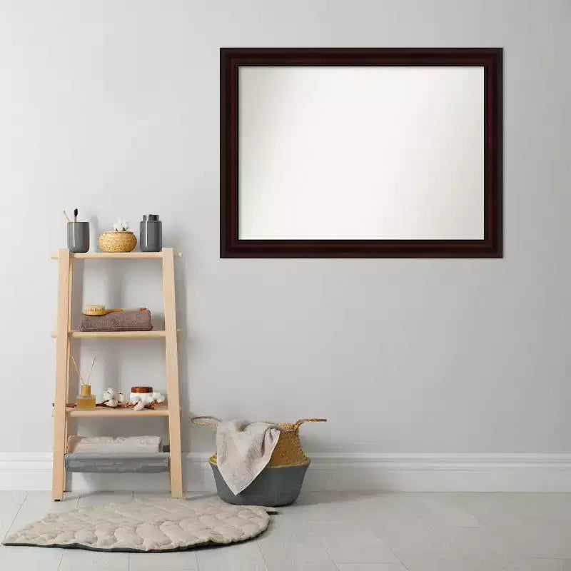 Specchio da parete da 43 x 32 pollici (marrone chicco di caffè) – Design moderno rettangolare da parete