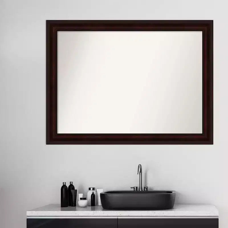 Specchio da parete da 43 x 32 pollici (marrone chicco di caffè) – Design moderno rettangolare da parete