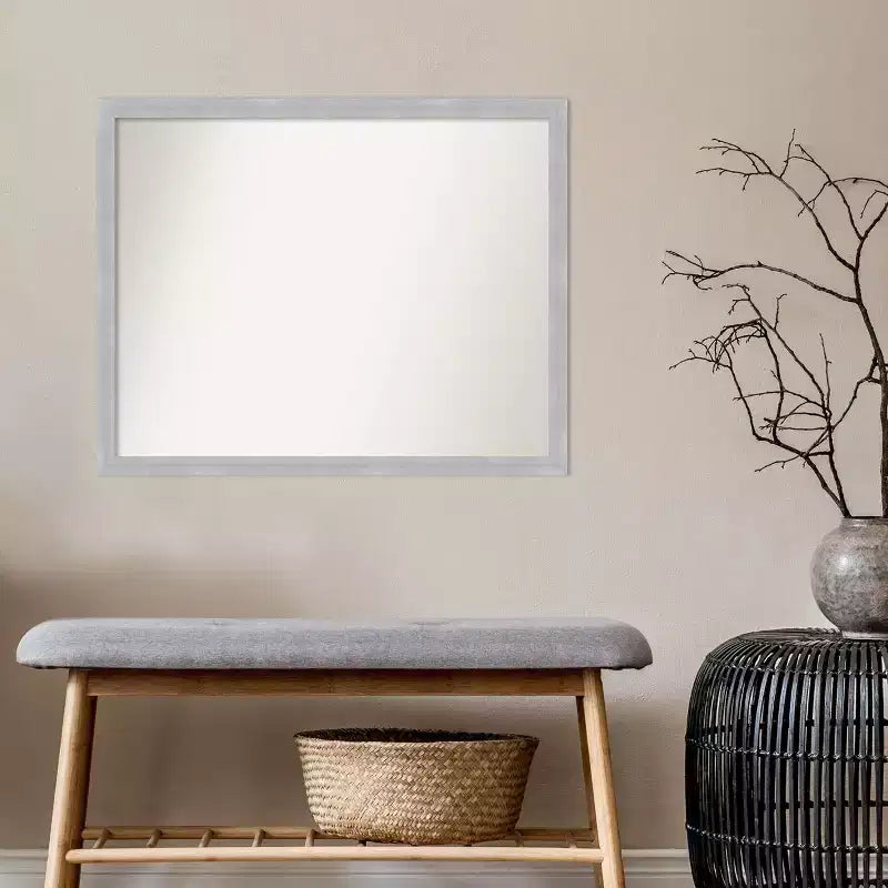 Espejo de pared de 30 x 24 pulgadas con bordes cepillados (sin bisel) — moderno, rectangular