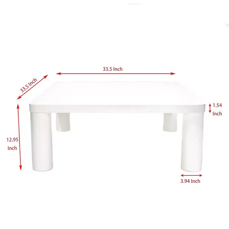 Mesa de centro cuadrada moderna con esquinas redondeadas, mesa de centro de MDF color blanco crema, fácil de montar, mesa central resistente para la sala de estar