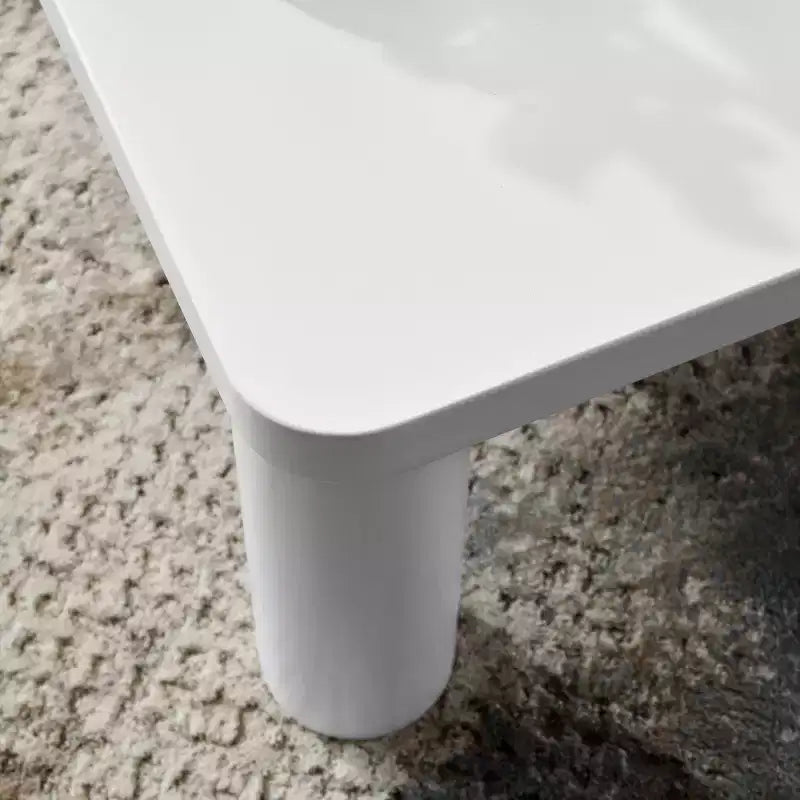 Mesa de centro cuadrada moderna con esquinas redondeadas, mesa de centro de MDF color blanco crema, fácil de montar, mesa central resistente para la sala de estar
