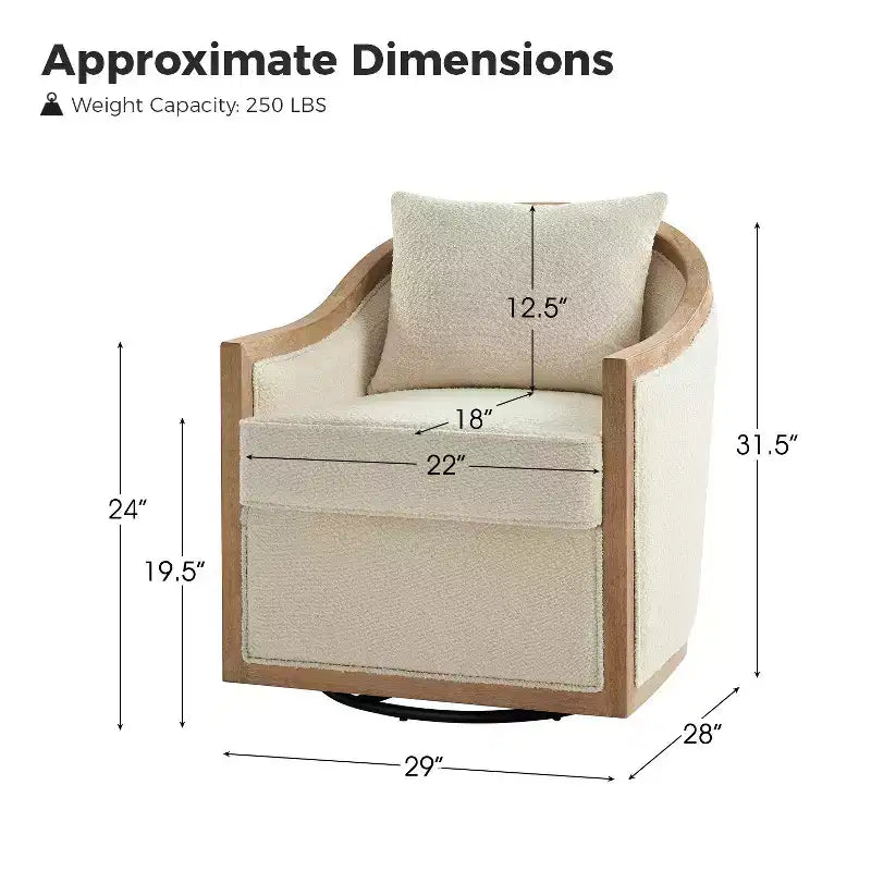 Sillón rústico de ratán y madera maciza (con borde de madera maciza) - blanco marfil