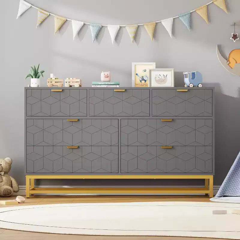 Cassettiera da 53.5 con 7 cassetti e gambe in metallo, organizer moderno per camera da letto, soggiorno e ingresso