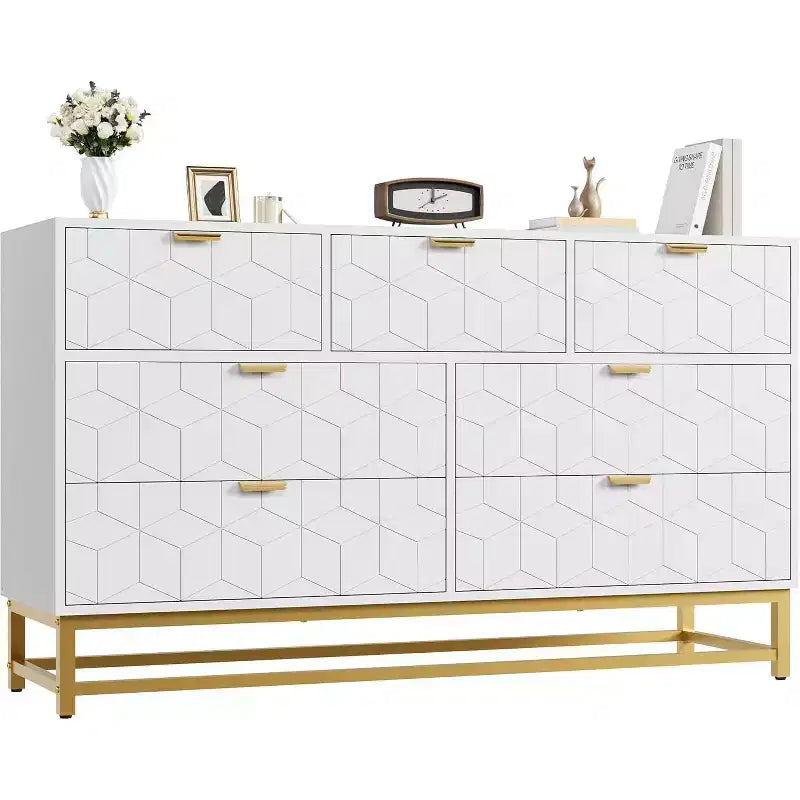 Cassettiera da 53.5 con 7 cassetti e gambe in metallo, organizer moderno per camera da letto, soggiorno e ingresso