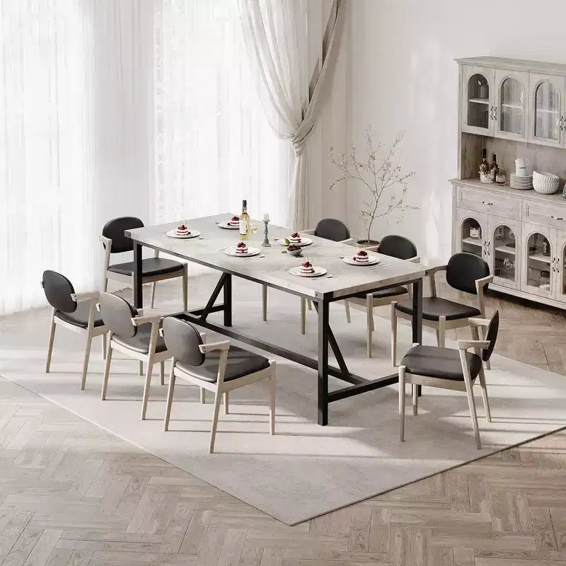 Tavolo da pranzo per 6-8 persone, tavolo da cucina resistente da 70.87, tavolo rettangolare da pranzo in stile rustico con robuste gambe in metallo, per famiglie numerose, appartamenti e sale da pranzo