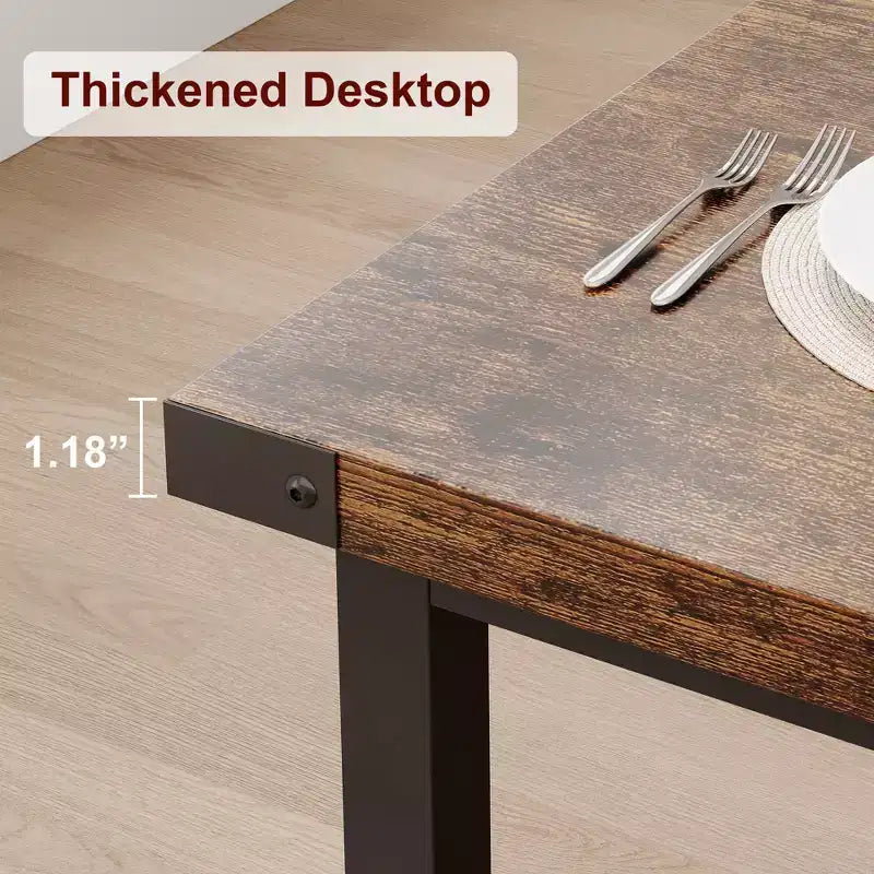 Tavolo da pranzo per 6-8 persone, tavolo da cucina resistente da 70.87, tavolo rettangolare da pranzo in stile rustico con robuste gambe in metallo, per famiglie numerose, appartamenti e sale da pranzo