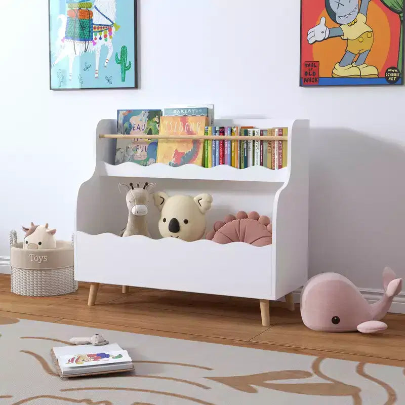 Librero infantil, organizador de libros para niños, gabinete organizador para guardar juguetes, blanco