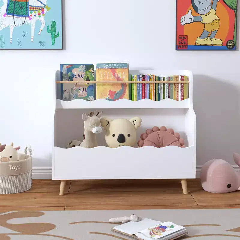 Librero infantil, organizador de libros para niños, gabinete organizador para guardar juguetes, blanco