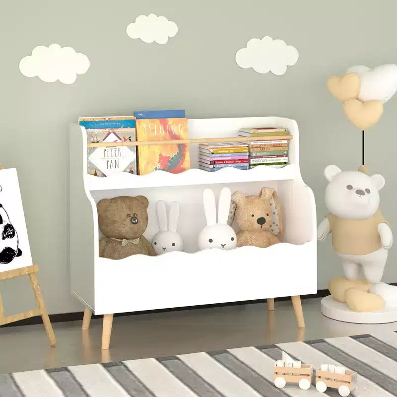 Librero infantil, organizador de libros para niños, gabinete organizador para guardar juguetes, blanco