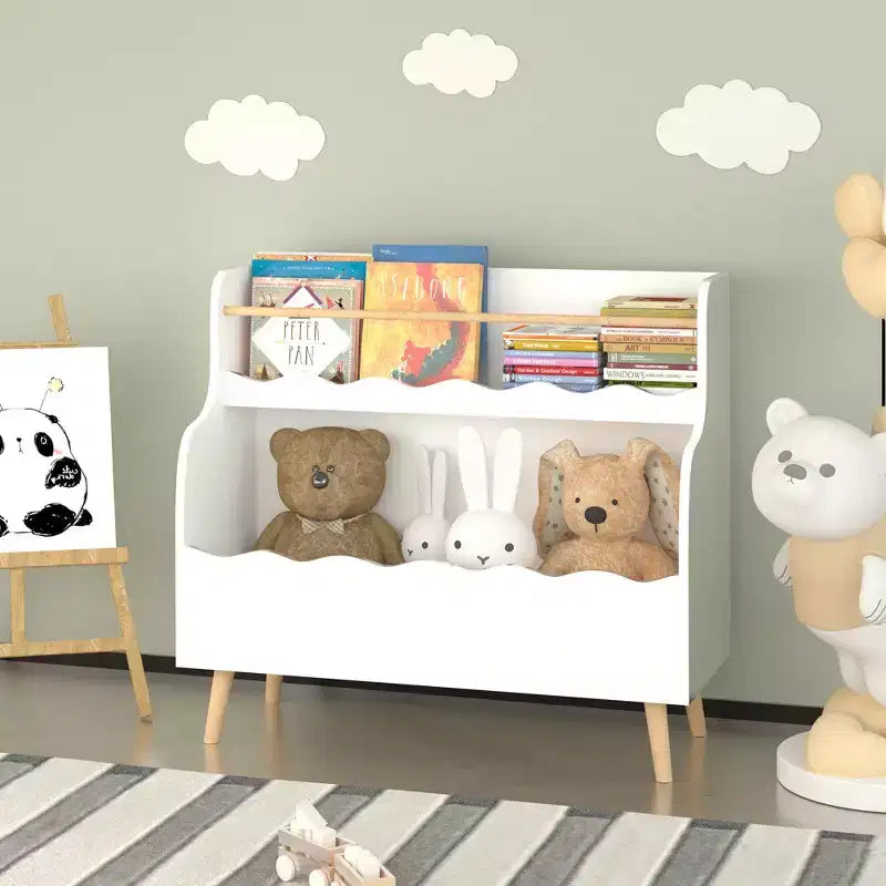 Librero infantil, organizador de libros para niños, gabinete organizador para guardar juguetes, blanco