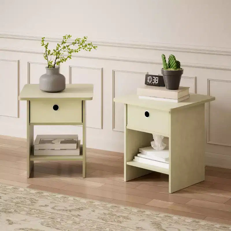2 comodini, tavolini laterali per divano e comodini da letto con cassetto contenitore e ripiano aperto