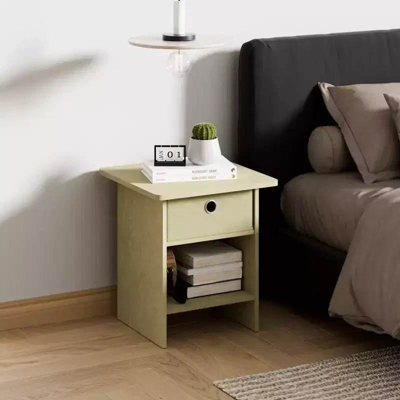 2 SZT. stolik nocny, pomocniczy stolik przy sofie i łóżku z szufladą-koszem oraz otwartą półką