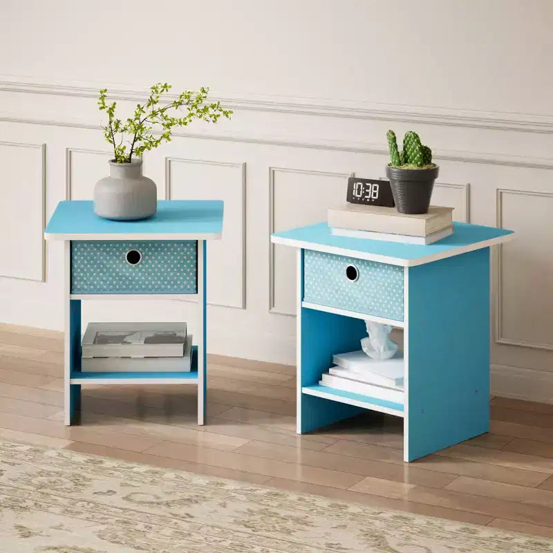 2 comodini, tavolini laterali per divano e comodini da letto con cassetto contenitore e ripiano aperto