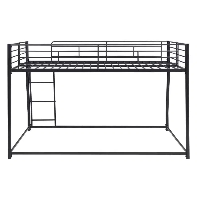 Litera metálica Twin XL sobre cama tamaño queen, con escalera y barandilla alta, estructura de litera de tamaño completo resistente para niños, adolescentes y adultos