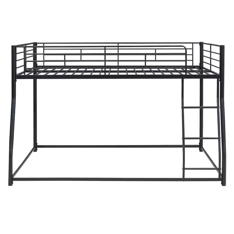 Litera metálica Twin XL sobre cama tamaño queen, con escalera y barandilla alta, estructura de litera de tamaño completo resistente para niños, adolescentes y adultos