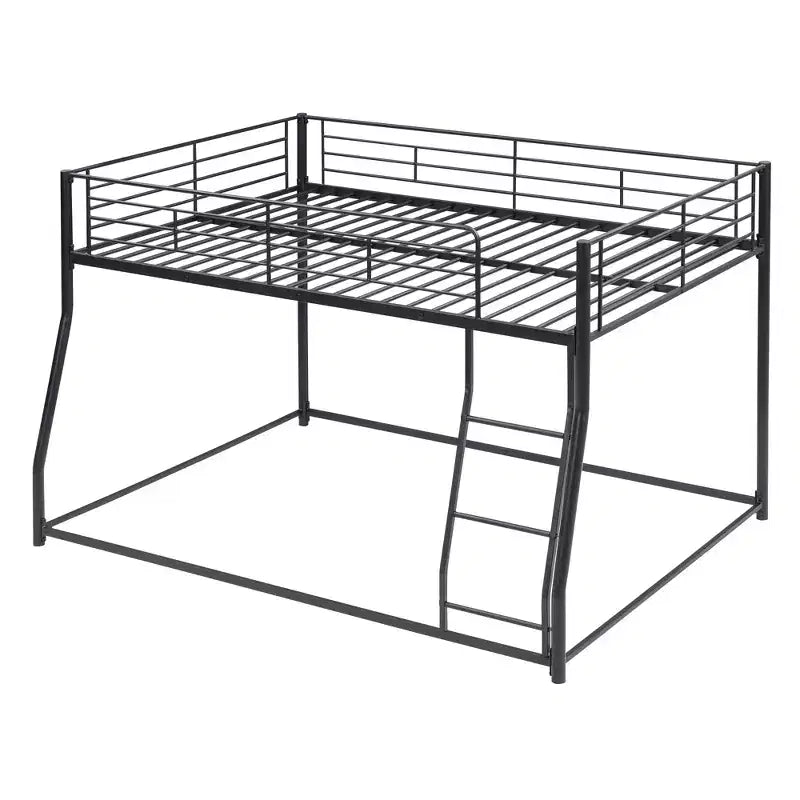 Metalowe łóżko piętrowe Twin XL nad łóżkiem queen size z drabinką i wysoką barierką ochronną, wytrzymała rama łóżka piętrowego Full Size dla dzieci, nastolatków i dorosłych