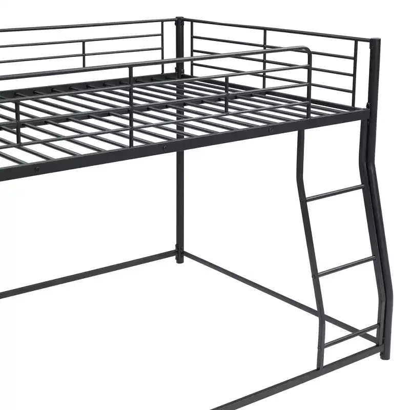 Litera metálica Twin XL sobre cama tamaño queen, con escalera y barandilla alta, estructura de litera de tamaño completo resistente para niños, adolescentes y adultos
