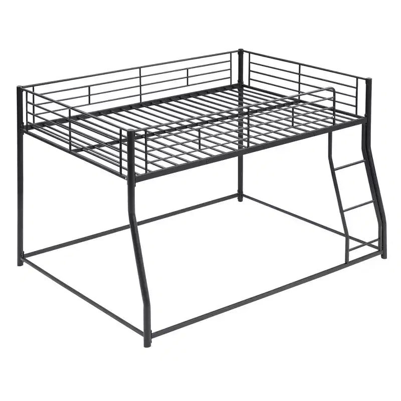 Litera metálica Twin XL sobre cama tamaño queen, con escalera y barandilla alta, estructura de litera de tamaño completo resistente para niños, adolescentes y adultos