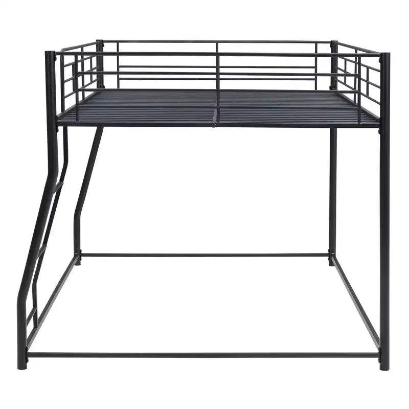 Litera metálica Twin XL sobre cama tamaño queen, con escalera y barandilla alta, estructura de litera de tamaño completo resistente para niños, adolescentes y adultos