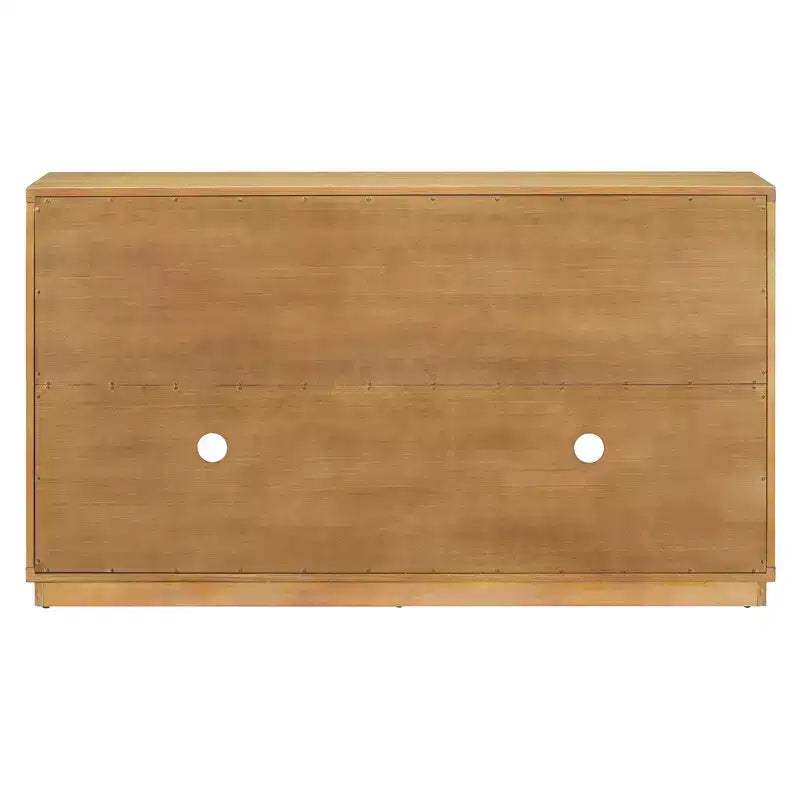 Credenza buffet a 4 ante con ampio spazio contenitore, ante in vetro e ripiani regolabili per sala da pranzo e soggiorno, legno naturale