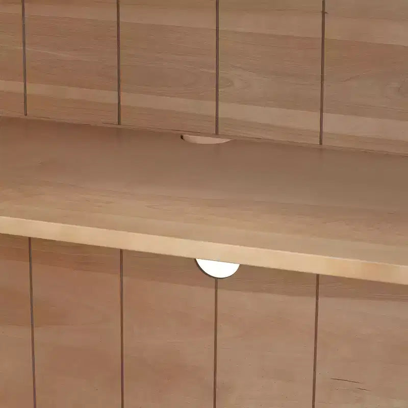 Credenza buffet a 4 ante con ampio spazio contenitore, ante in vetro e ripiani regolabili per sala da pranzo e soggiorno, legno naturale