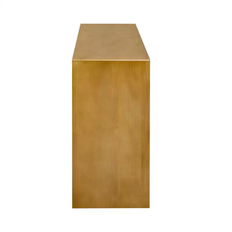 Aparador moderno con 4 puertas y estante abierto, mesa consola, acabado natural