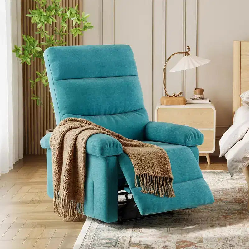 Materiałowy fotel rozkładany z boczną kieszenią, regulowany jednoosobowy fotel z ergonomicznym podparciem pleców do pokoju dziecięcego