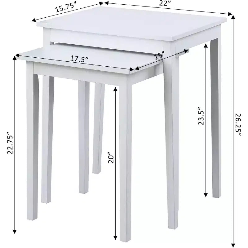 Mesa auxiliar rectangular de madera con superficie blanca, 26,25 pulgadas de alto, 1 pieza