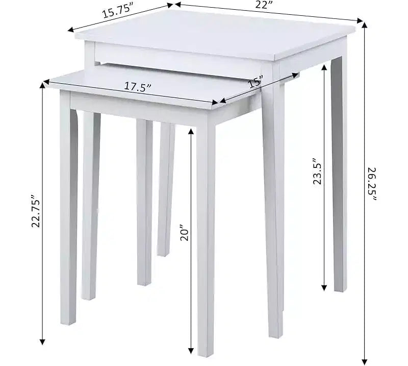 Mesa auxiliar rectangular de madera con superficie blanca, 26,25 pulgadas de alto, 1 pieza
