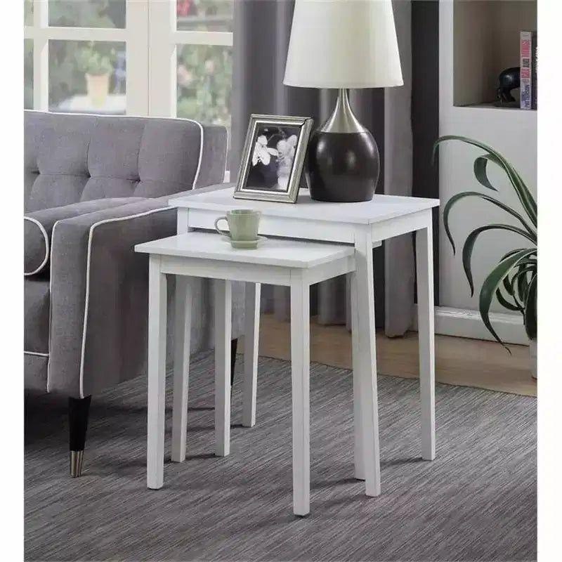 Mesa auxiliar rectangular de madera con superficie blanca, 26,25 pulgadas de alto, 1 pieza