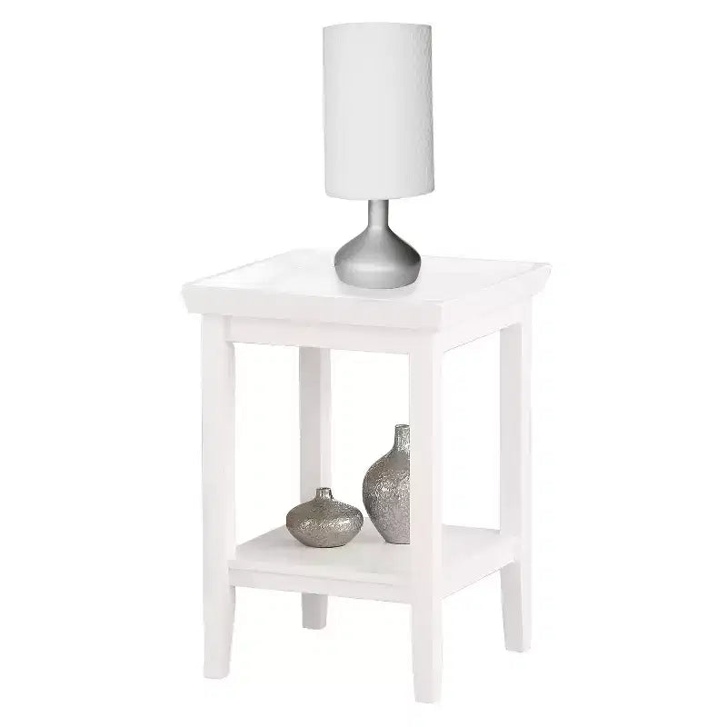 Mesa auxiliar rectangular de madera con superficie blanca, 26 pulgadas de alto, 1 pieza