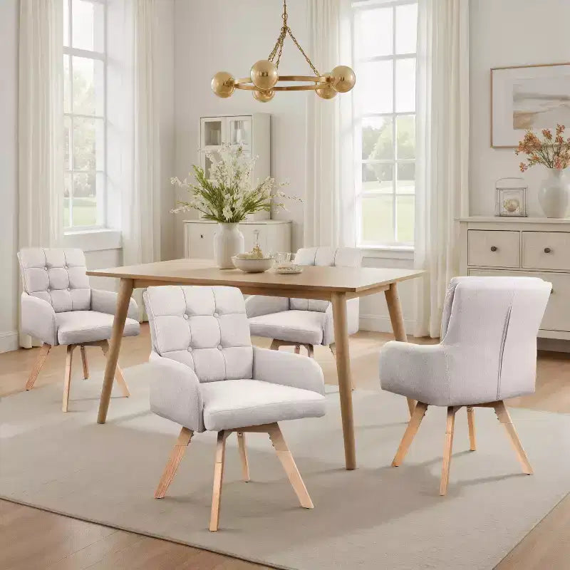 Sillas de comedor giratorias de tela, juego de 2