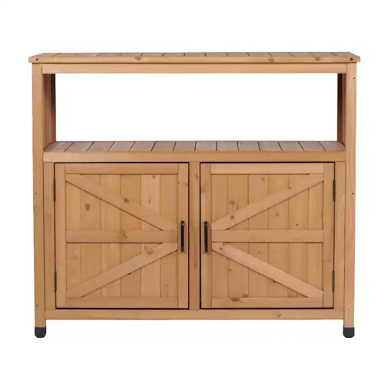Mobile contenitore con panca da giardinaggio, mobile da cucina con 2 ante e 2 ripiani, mobile basso per soggiorno, sala da pranzo e cucina