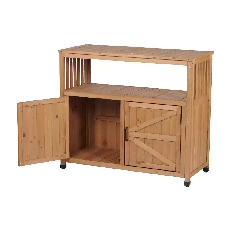Mobile contenitore con panca da giardinaggio, mobile da cucina con 2 ante e 2 ripiani, mobile basso per soggiorno, sala da pranzo e cucina