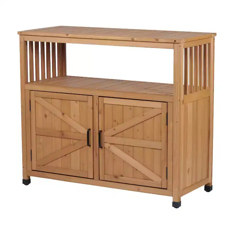 Mobile contenitore con panca da giardinaggio, mobile da cucina con 2 ante e 2 ripiani, mobile basso per soggiorno, sala da pranzo e cucina