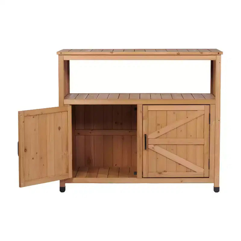 Mobile contenitore con panca da giardinaggio, mobile da cucina con 2 ante e 2 ripiani, mobile basso per soggiorno, sala da pranzo e cucina