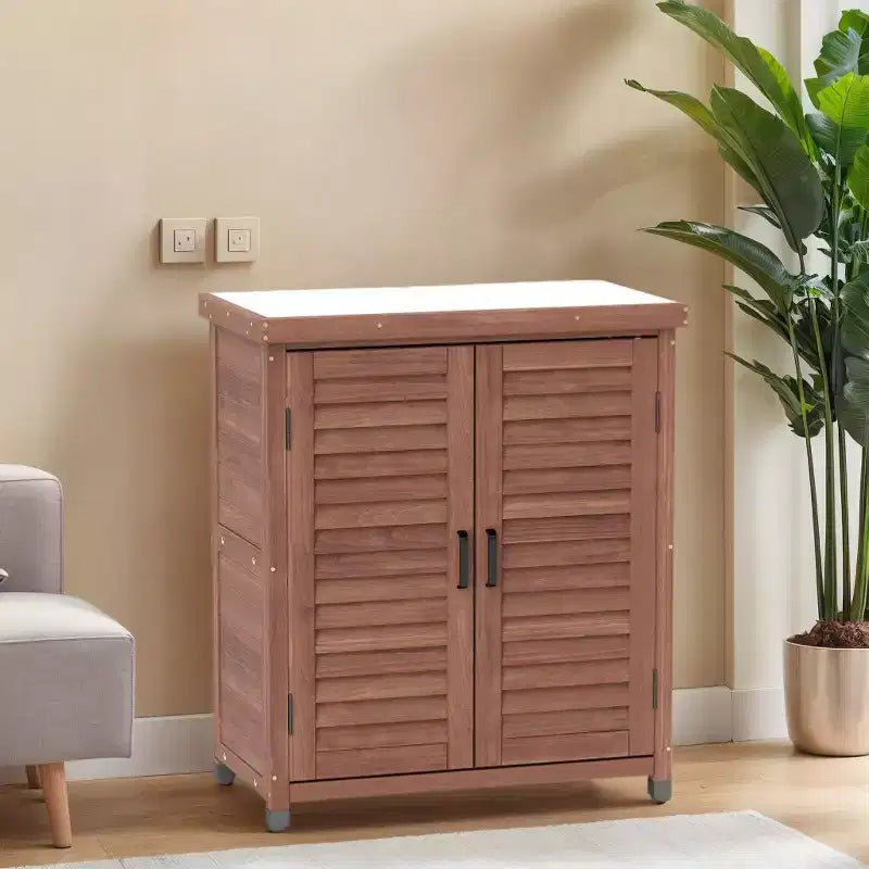 Mobile contenitore con panca da giardinaggio, mobile da cucina con 2 ante e 2 ripiani, mobile basso per soggiorno, sala da pranzo e cucina