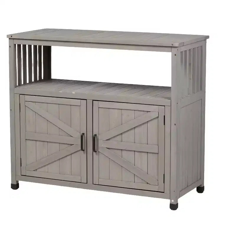 Mobile contenitore con panca da giardinaggio, mobile da cucina con 2 ante e 2 ripiani, mobile basso per soggiorno, sala da pranzo e cucina