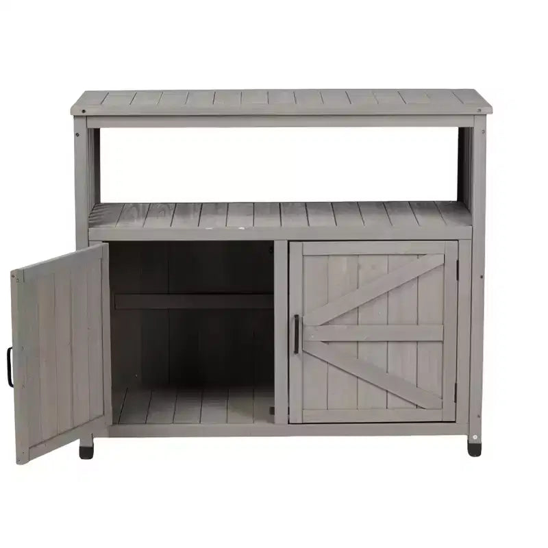Mobile contenitore con panca da giardinaggio, mobile da cucina con 2 ante e 2 ripiani, mobile basso per soggiorno, sala da pranzo e cucina