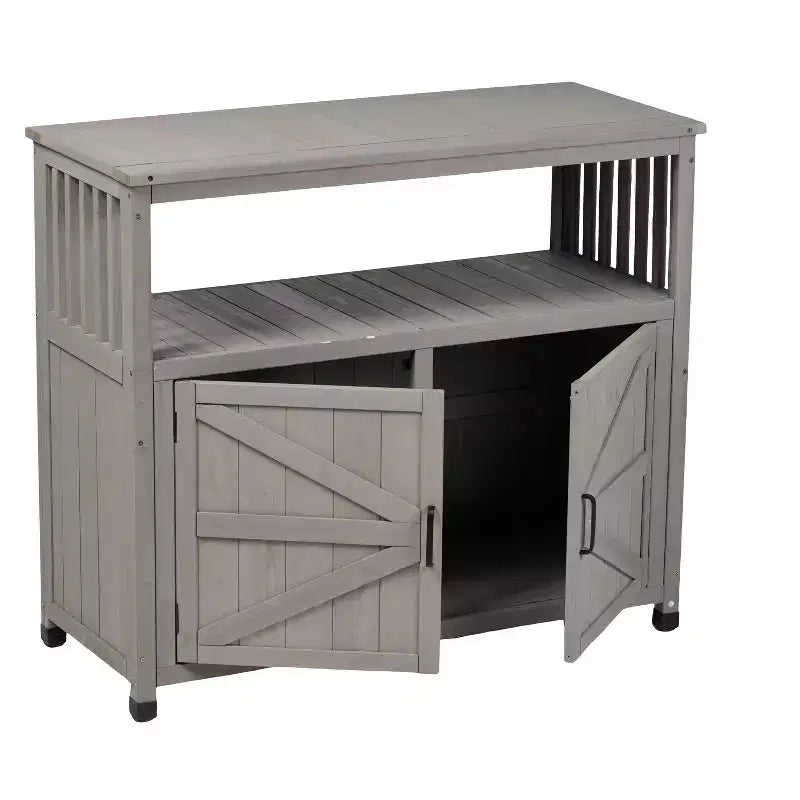 Mobile contenitore con panca da giardinaggio, mobile da cucina con 2 ante e 2 ripiani, mobile basso per soggiorno, sala da pranzo e cucina