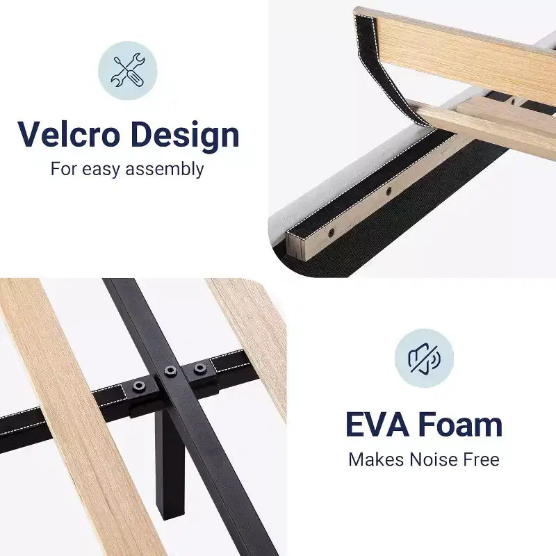 Cama tapizada de terciopelo con listones de madera, no necesita somier, fácil de montar, blanca