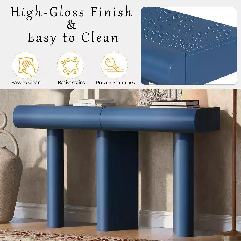 Mesa de entrada moderna y estrecha con cajón curvo y pata geométrica, mesa de sofá que ahorra espacio para pasillo, sala, dormitorio, apartamentos pequeños y recibidor