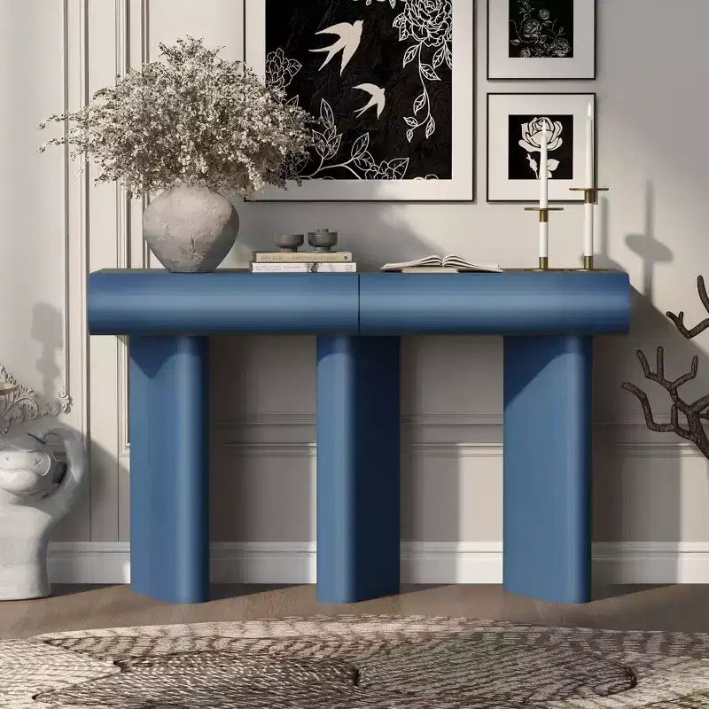 Mesa de entrada moderna y estrecha con cajón curvo y pata geométrica, mesa de sofá que ahorra espacio para pasillo, sala, dormitorio, apartamentos pequeños y recibidor