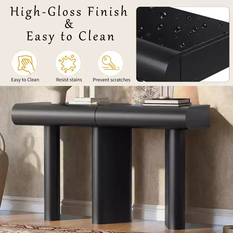 Mesa de entrada moderna y estrecha con cajón curvo y pata geométrica, mesa de sofá que ahorra espacio para pasillo, sala, dormitorio, apartamentos pequeños y recibidor