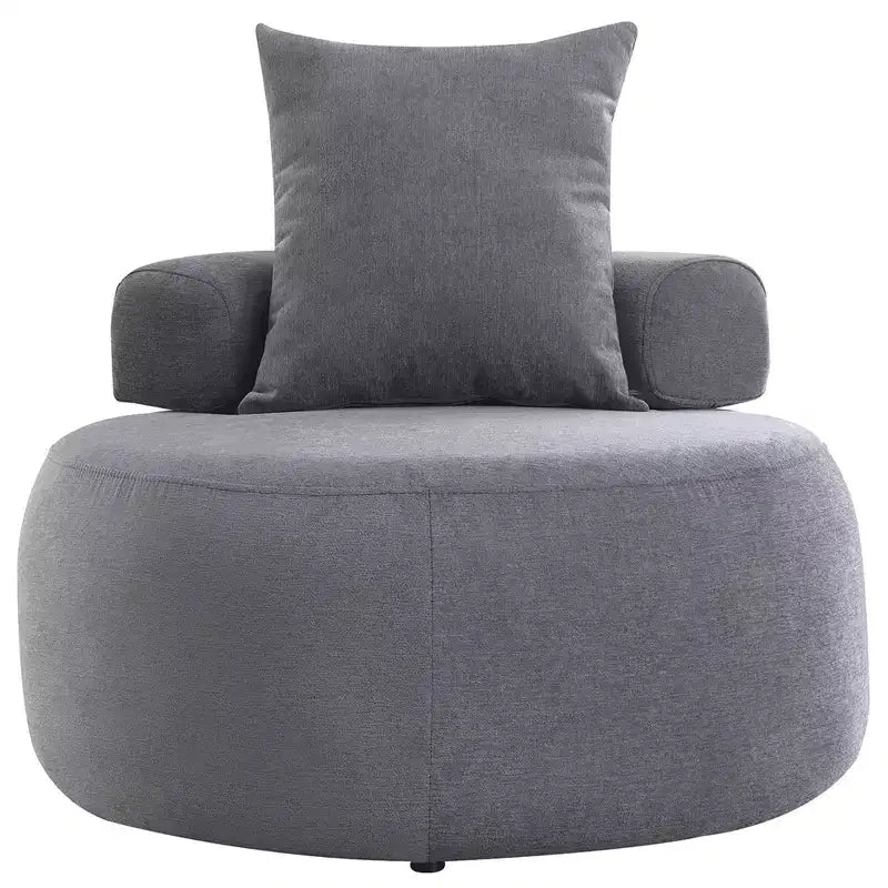 Sillón redondo moderno de 32 pulgadas, sofá cama individual tipo chaise longue tapizado, puf de chenilla con almohadas para sala, dormitorio, apartamento y lectura