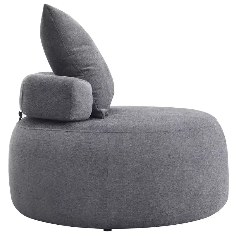 Sillón redondo moderno de 32 pulgadas, sofá cama individual tipo chaise longue tapizado, puf de chenilla con almohadas para sala, dormitorio, apartamento y lectura